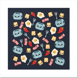 Kawaii Breakfast Pattern Posters and Art